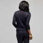 3/4 Sleeve Button Front Cardigan, Ink & Silver, small