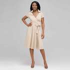 Cap Sleeve Wrap Dress., Chino, small