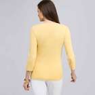 3/4 Sleeve V-Neck Top, Butter, small