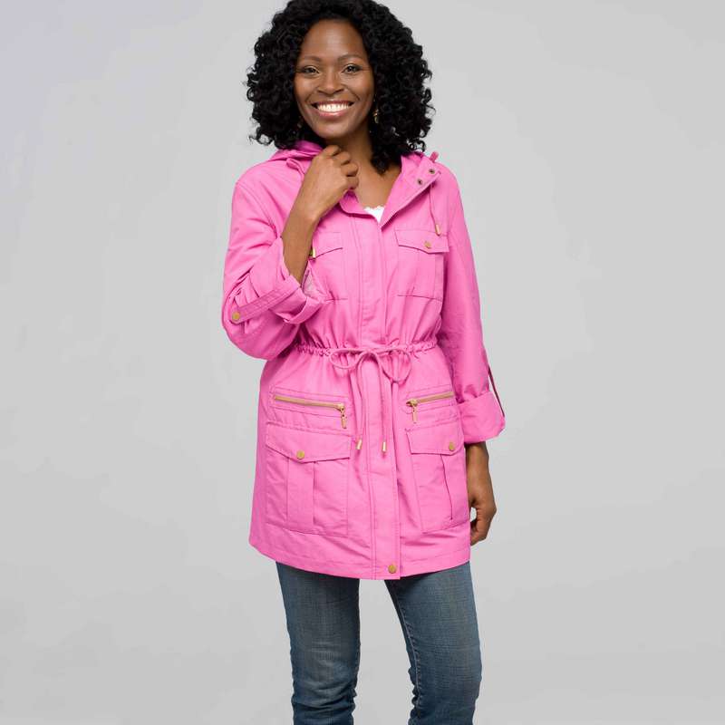 Roll Sleeve Anorak Jacket, raspberry pink, large