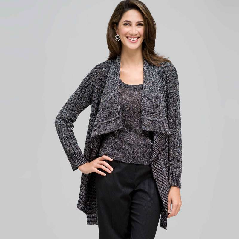 Cable Cardigan, Black Multi, large