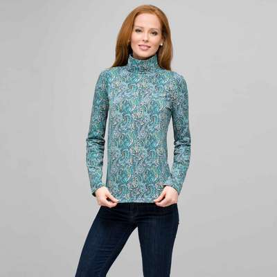 Paisley Turtleneck Top, Multi, medium