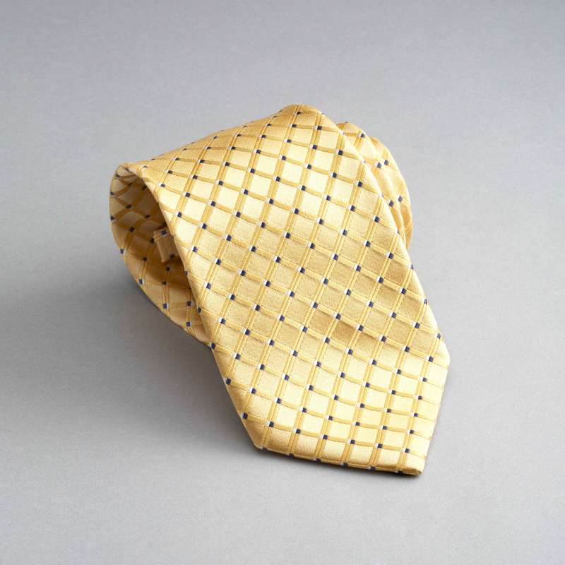 Checked Silk Tie, Yellow, large
