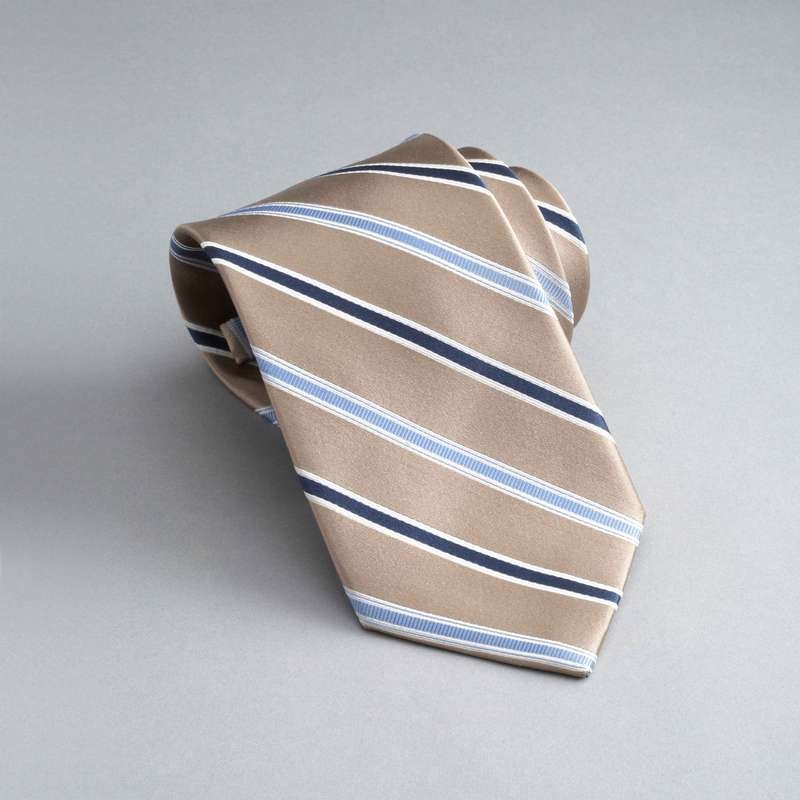 Striped Silk Tie, Taupe, large