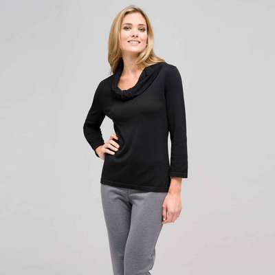 Cowl Neck Sweater, Black, medium