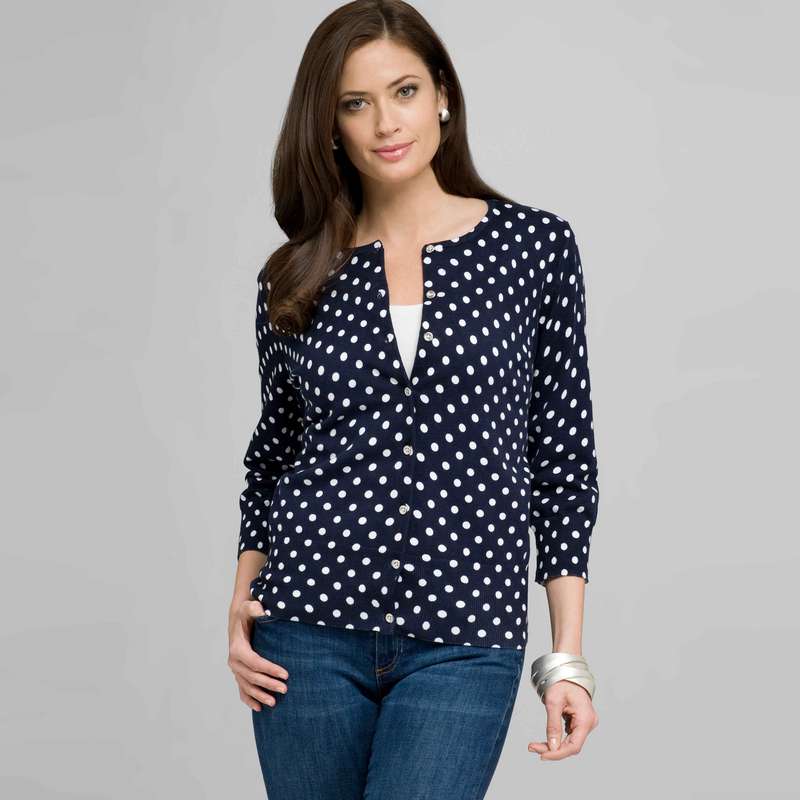 Polka Dot Cardigan, swiss navy & white, large