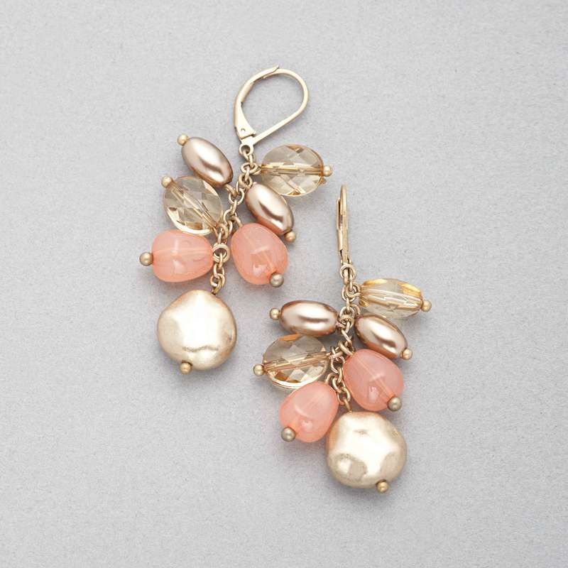 Pink and Gold Cluster Drop Earring, Pink, large