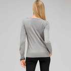Ruffle Front V-Neck Cardigan, Grey Heather, small