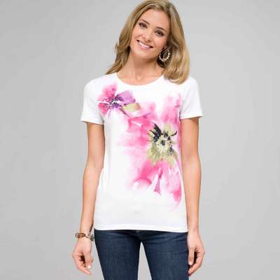 Floral Print Tee, Multi, medium