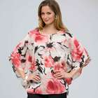 Floral Poncho Blouse, meadow rose combo, small