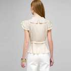 Polka Dot Ruffle Front Button Down Shirt, Dark Stone & White, small