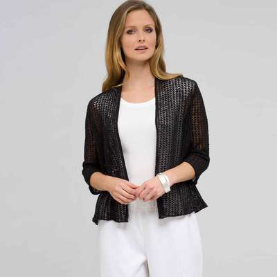 Open Front Cardigan, Black, medium