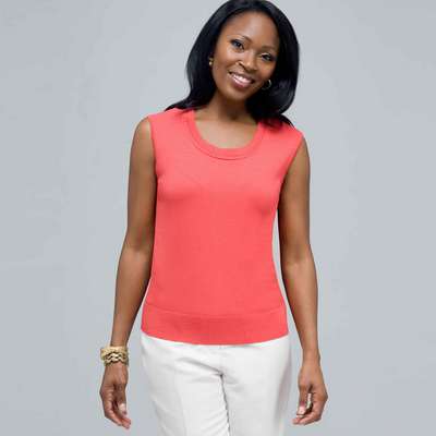 Scoop Neck Shell., New Coral, medium