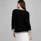 3/4 Sleeve Cardigan, Black & White, small