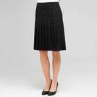 Side Button Pleated Skirt, Black, small