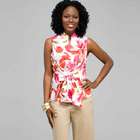 Floral Tie Front Shirt, Hot Pink Combo, small