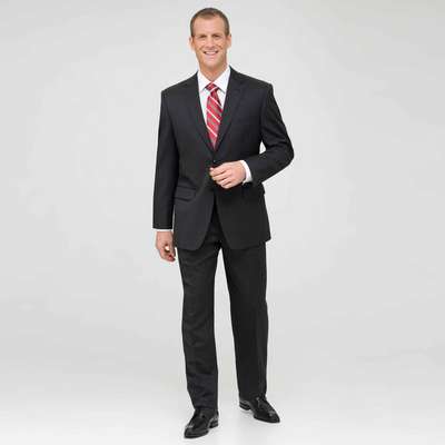 Charcoal Single Pleat Wool Suit, Charcoal, medium