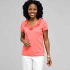 Flower Embellishment Tee, Coral Sun, small