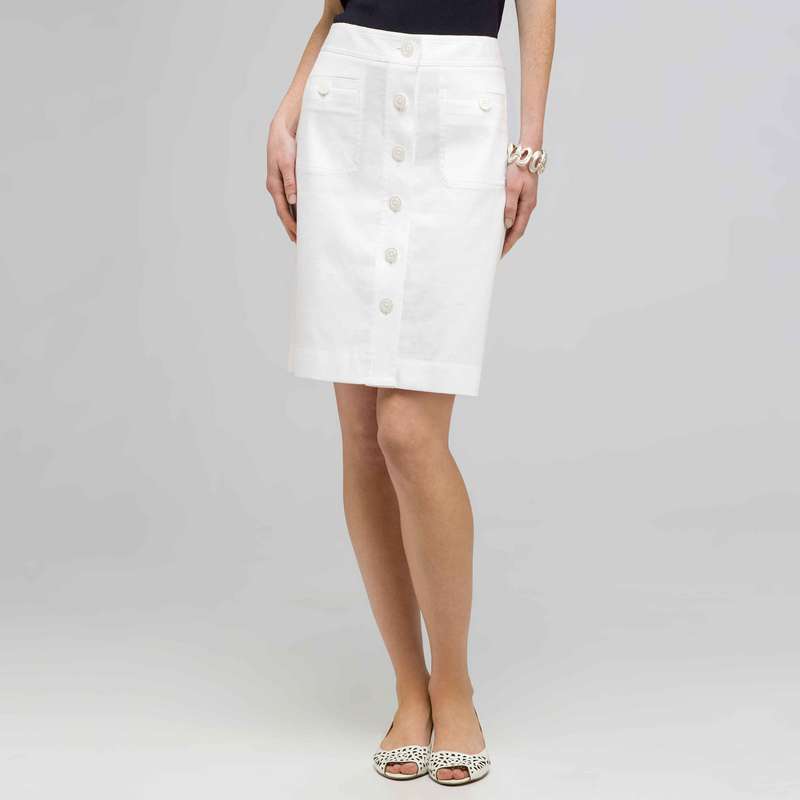 Straight Skirt., White, large