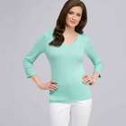3/4 Sleeve V-Neck Top, Icy Mint, small
