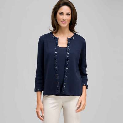 Trimmed Cardigan, Admiral Navy, medium