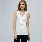 Sleeveless Ruffle Blouse., White, small