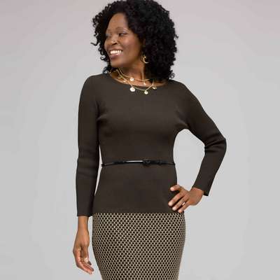 Belted Boat Neck, Laurel, medium