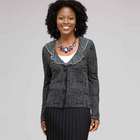 Ruffle Front Cardigan, Black & White, small