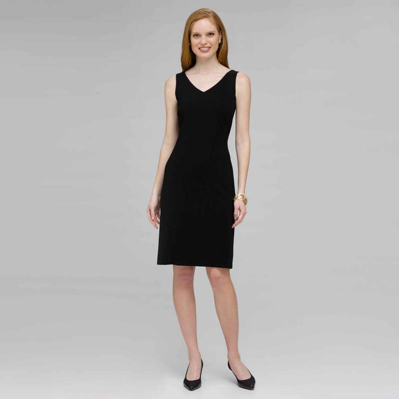 Platinum V Neck Suit Dress, Black, large