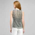 Sleeveless Pleated Top., White & Black, small