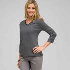 3/4 Sleeve V-Neck Top, Black & White, small