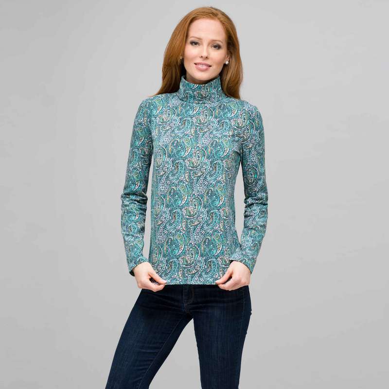 Paisley Turtleneck Top, Multi, large