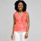 Ruffle Sleeveless Shirt, Coral Sun, small