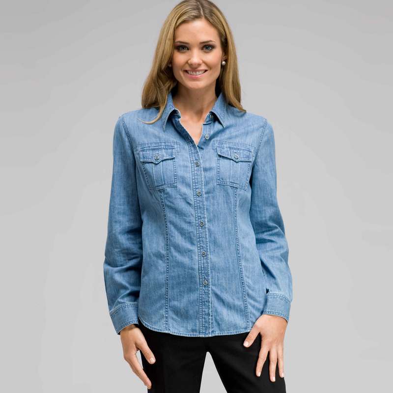Long Sleeve Denim Button Down, Oasis Wash, large