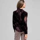 Long Sleeve Covered Placket Blouse, Brown, small