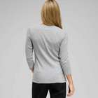 3/4 Sleeve V-Neck Top, Grey Heather Multi, small
