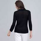 3/4 Sleeve Notch Cardigan., Black, small