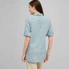 Roll Sleeve Blouse., Chambray Blue, small