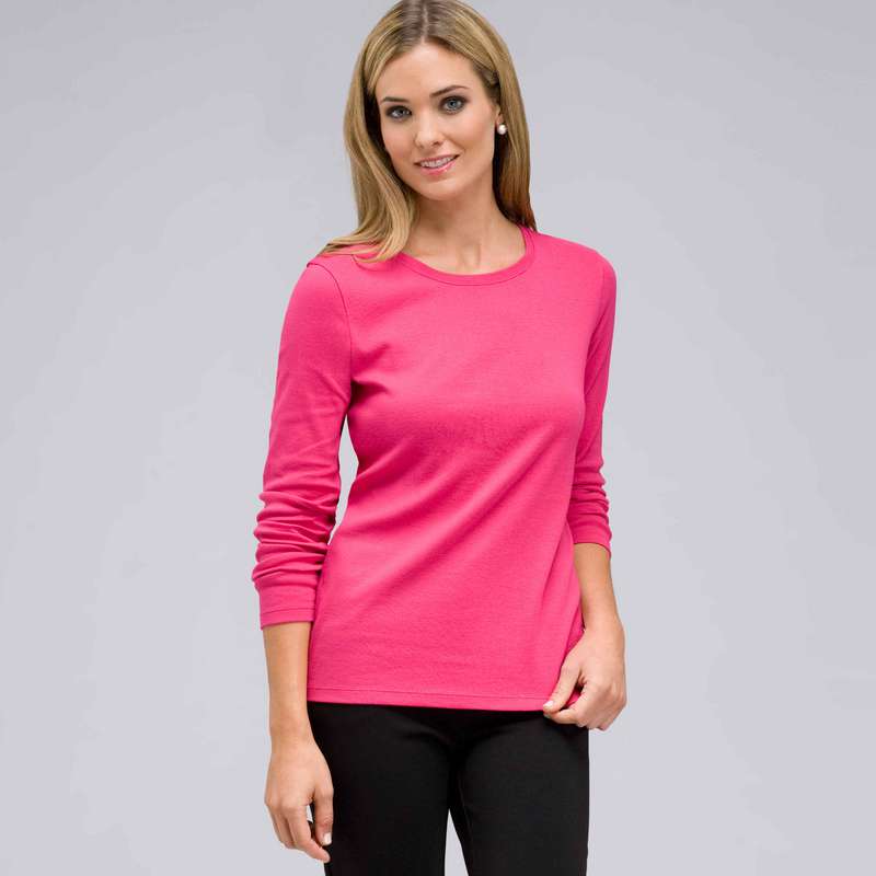Long Sleeve Crew Neck, Begonia Pink, large