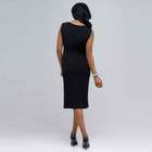Boat Neck Sleeveless Sheath Dress., Black, small