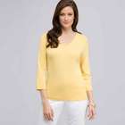 3/4 Sleeve V-Neck Top, Butter, small