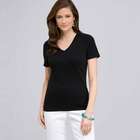 Short Sleeve V-Neck Tee, Black, small