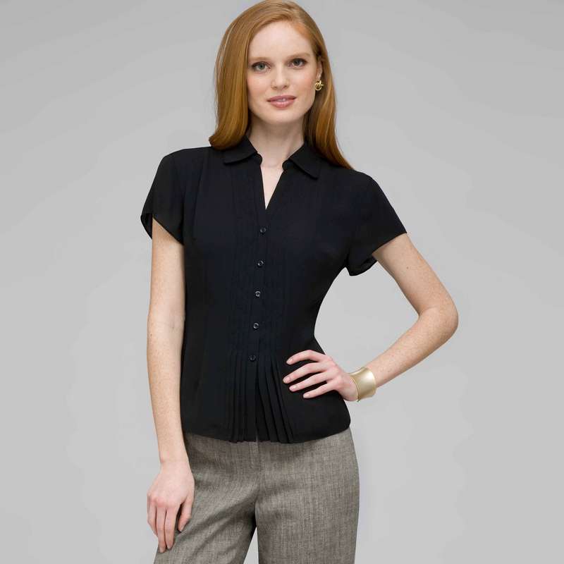 Must Have Washable No-Iron Georgette Blouse, Black, large