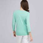 3/4 Sleeve V-Neck Top, Icy Mint, small