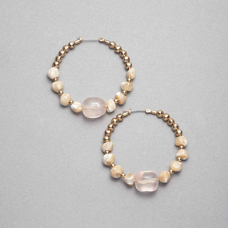 Pink and Gold Hoop Earring, Gold, large