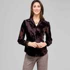 Long Sleeve Covered Placket Blouse, Brown, small