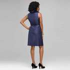 Ruffle Front Wrap A-Line Dress, Indigo, small