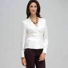 Long Sleeve Seamed Button Front Shirt, Ivory, small