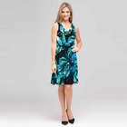 Island Floral Cowl Neck Dress, Aqua Multi, small