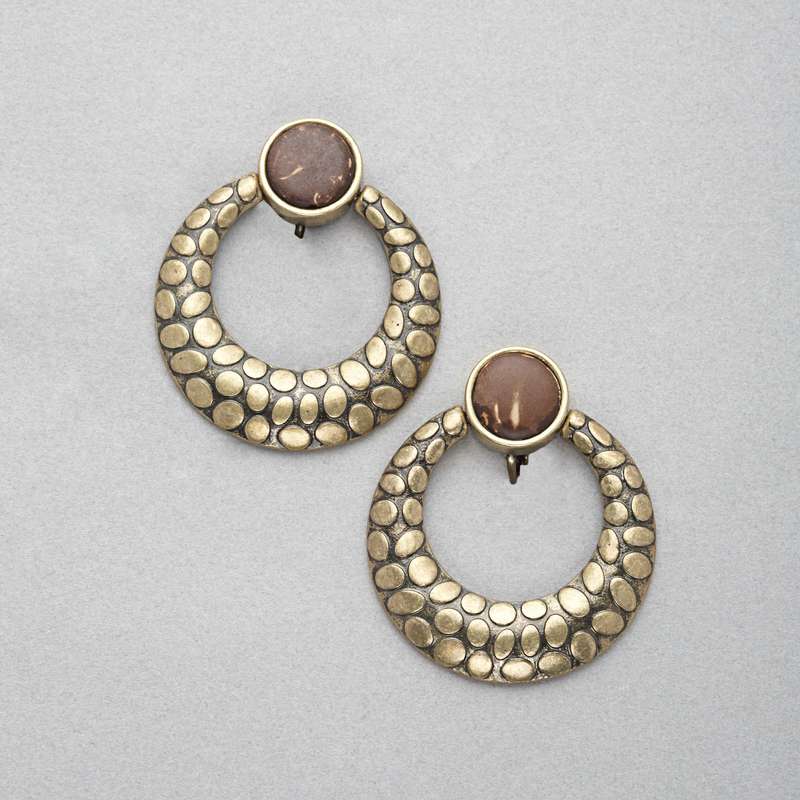 Hoop Clip On Earring, Gold, large